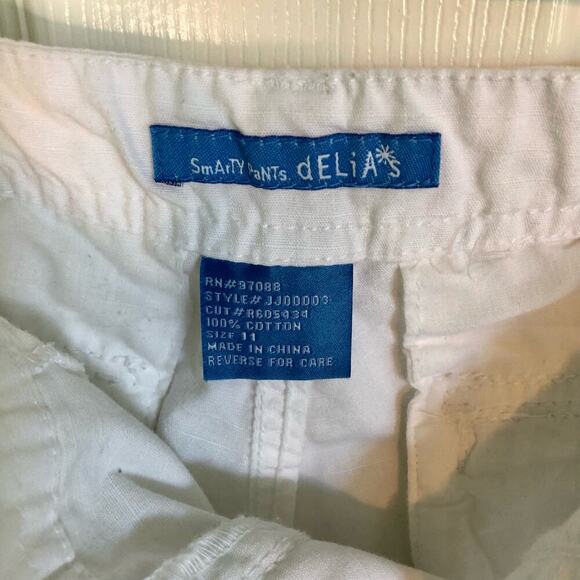 dELiA*s Smarty Pants White Cotton Capri Pants Tie Front - Juniors Size 11 - Picture 4 of 7